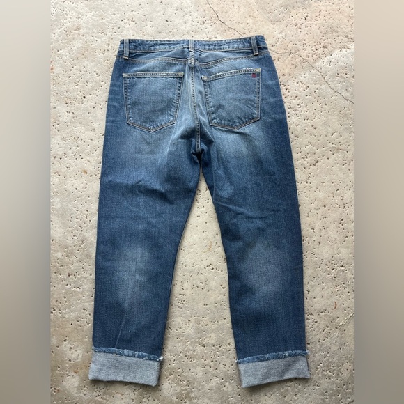 MM Vintage Distressed Boyfriend Jeans Women's 30 Raw Cropped CuffedPatched Denim - Picture 2 of 11